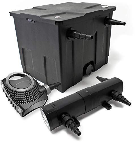 Wiltec Kit complet: CBF-350 Filtre de bassin jusqu'à 12000 L Biologique, NEO10000 SuperECO pompe de filtration 10000l/h 80W, CUV-218 lampe uv UVC Clarificateur avec 18W