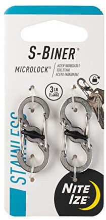 Nite Ize S-Biner Micro Lock Mini Stainless Steel Carabiner, Stainless, Pack of 2