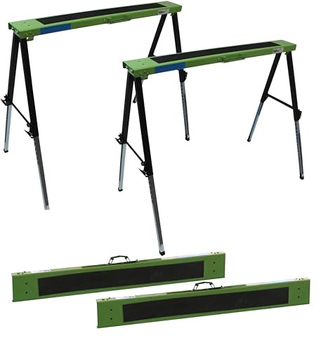 2x TRUTZHOLM Arbeitsbock Gerüstbock höhenverstellbar Teleskop Klappbock | 2er Set 300kg Tragkraft | Stahlbock 150kg je Bock Unterstellbock Stützbock Falt-Arbeitsbock Teleskop-Arbeitsbock