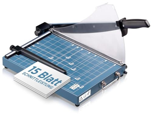 Olympia G 3115 Profi Hebelschneider | Papierschneider DIN A4 | Papierschneidemaschine bis zu 15 Blatt | Schneid-Schutz & Arretierungsmöglichkeit | Papier Schneidegerät | 310 mm Arbeitsbreite | blau