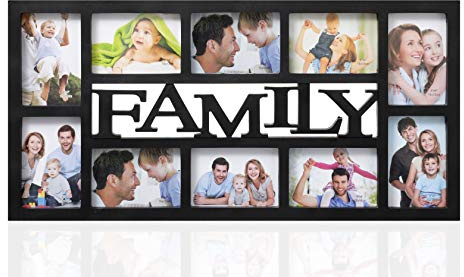 ARPAN Family Multi Aperture Photo Picture Frame - Holds 10 X 6''X4'' Photos (Black Family)