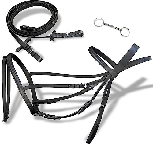 vidaXL Trense Trensenzaum Ledertrense mit Zügeln Gurtzügel Trensengebiss Cob VB