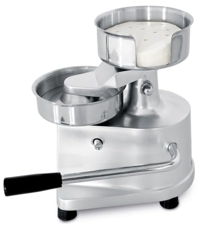 HENDI Hamburgerpresse, Manuelle Formmaschine, Burgerpresse, Durschmesse, Hamburgern ø130 mm, Behälter für Patty Teiler, 330x250x(H)300mm, Aluminium, Edelstahl
