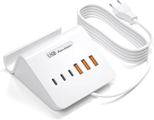 WUKUR Caricatore USB Multiplo 25W Caricabatterie da Tavolo Alimentatore 6 Porte per iphone ipad ipod Samsung LG Nexus HTC Nokia Motorola Wall Charger