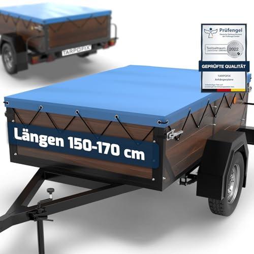 Tarpofix Anhängerplane 170x110 cm mit Planenseil Flachplane PVC Verstärkt für Diverse PKW Anhänger Blau