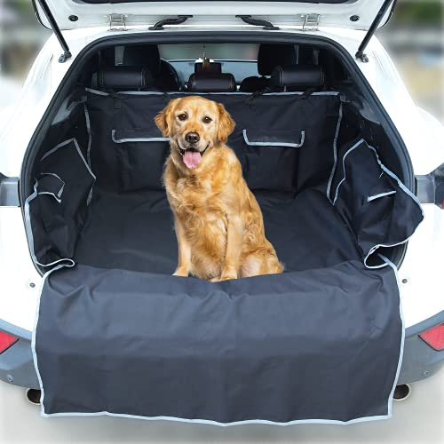 4 Paw Lovers Hundedecke Auto Kofferraum – Kofferraumschutz wasserdicht | Kofferraumschutz-Matte mit Stoßstangenschutz & 4 Taschen – wasserdicht & kratzfest, universal 182 x 170 cm