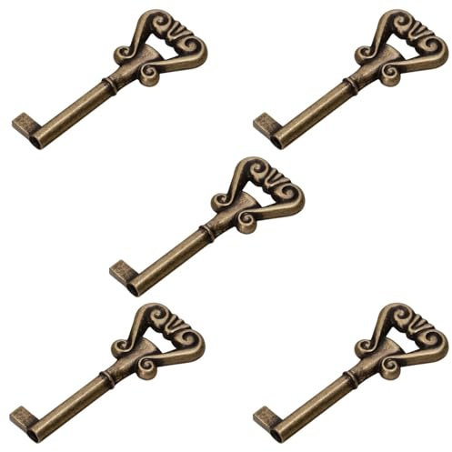 KOTARBAU® 5 Llaves clásicas provenzales para Armario, Pátina Bronce, Grande, Compatible con la mayoría de cerraduras de Armario y de cajón, Estilo Antiguo, 5 Unidades