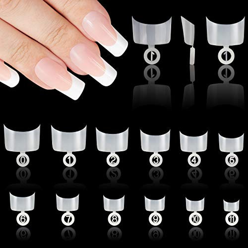 VETPW 600 Stücke Runde Form Französisch Falsche Nagelspitzen Set, Acryl Gefälschte Nagelspitzen Künstliche Nägel Kunst Tipps für Frauen DIY Nageldesign, 12 Größen (Natürliche)