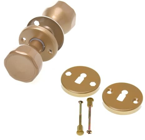Aqbau® Pomello girevole con manopola rosetta BB per porta della camera da letto, set completo di pomelli per porta con bulloni e viti, maniglia per porta (oro)