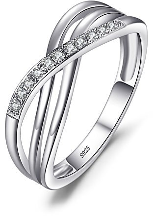 JewelryPalace Infinity Wickelring Verlobungsring Unendlichkeit Promise Eheringe Ring Silber 925 Damen, Zirkonia Silberringe Trauringe Damenring Hochzeitsringe Antragsring Ringe, Damen Schmuck 58
