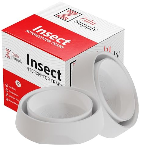 Zulu Supply Bed Bug Interceptors, Traps, 12 Pack, Bedbug Monitor, Detector for Bed Legs or Furniture (White 12 Pack)