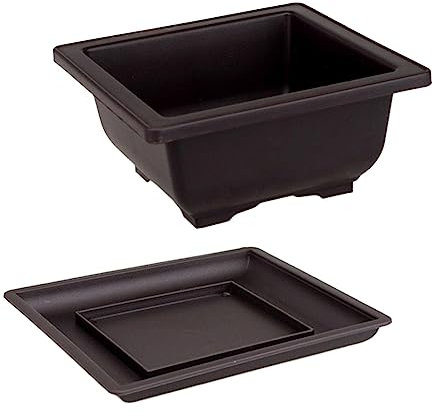 kowaku Vasi da addestramento con Vassoio Esterno Contenitore per Piante Vintage Vaso per Piante Bonsai Vasi da Fiori Portatili per Giardino da Salotto da, Quadrato Basso L
