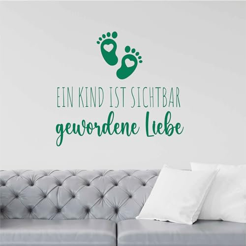 Indigos UG - Wandtattoo Wohnzimmer - Wandaufkleber Ein Kind ist sichbar gewordene Liebe - Gruen 60x54cm - Aufkleber Kinderzimmer Schlafzimmer Küche Badezimmer Büro Dekoration