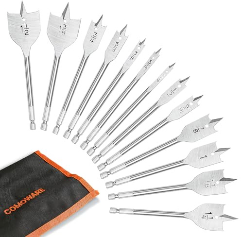 COMOWARE 13Pcs Spade Drill Bit Set