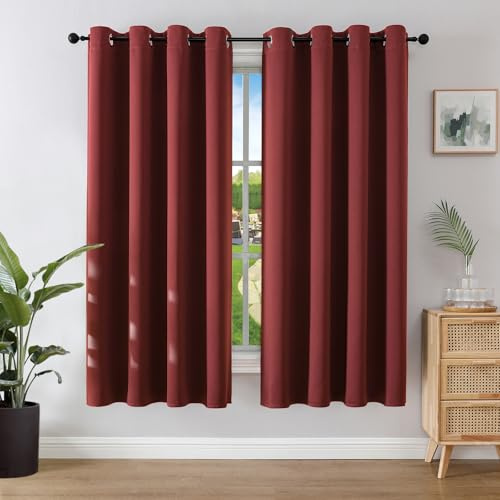 Joydeco Verdunkelungsvorhänge für Schlafzimmer, 132 x 160 cm, Ösen, wärmeisoliert, energiesparend, Vorhänge für Raumverdunkelung, Lichtfilterung, kurze Fensterbehandlungen, 160 cm Länge, 2 Paneele