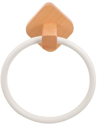 jojofuny Wooden Bathroom Towel Holder Wall Mount - Hand Towel Ring for Washcloths and Dish Towels Space-Saving Bathroom Rack 6.7 Inch