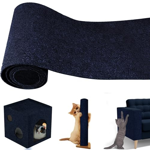 Tappetino Antigraffio Autoadesivo Per Gatti, Diy Climbing Cat Scratcher Adesivo,Hillylolly Ritagliabili Tappeto Tiragraffi per Gatti,Tiragraffi Adesivo Rotolo Protegge (blu scuro)