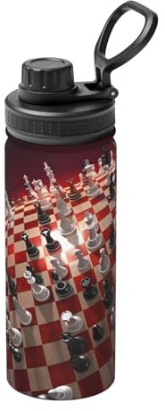 International chess 18OZ Sports Insulated Kettle â€“ Double Walled Thermos for Hot & Cold Beverages â€“ Perfect for Travel, Camping