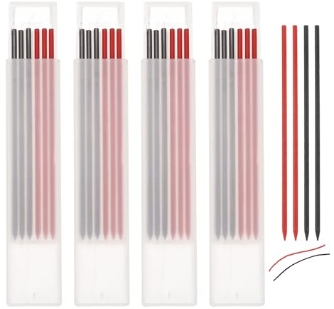 QUARKZMAN 24 Stück Bleistiftminen Tischler Bleistift Ersatzminen 2,8 mm Solide Tieflochmarker Minen Bleistiftminen Konstruktion Bleistift Ersatz für Zimmermannsbleistift,Rot,Schwarz