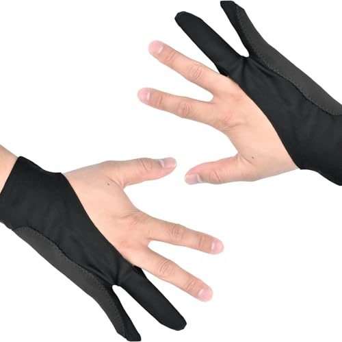 LICQIC Lot de 2 gants d'artiste, gants de dessin pour tablette de dessin, gants de dessin numérique anti-salissure pour dessin graphique, tablette, bloc-notes et création d'art (M)