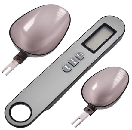 Vågslev, mätsked - Elektroniskt knappcellsbatteri med hög precision, justerbar mätskedsvåg - Justerbar mätskedsskål, utbytbara skedhuvuden för mjölkpulver, mjöl, djurmat
