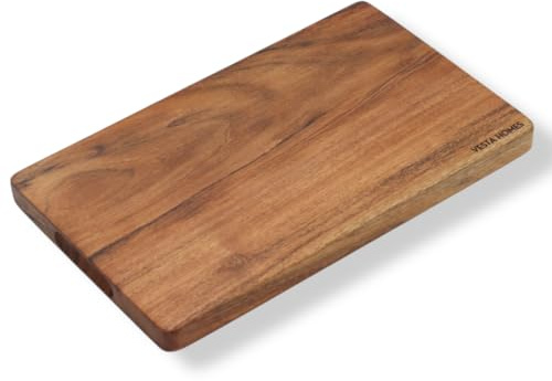 Vesta Homes Single Block Large Wooden Chopping/Cutting Board for Kitchen Vegetables, Fruits & Cheese Natural Acacia Wood Natural Color, 38 x 23 x 2.5 cm Handcrafted in India