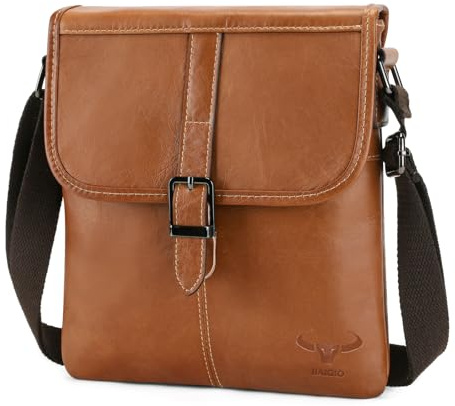 BAIGIO Umhangetasche Herren Leder Schultertasche Herrentasche fur Arbeit Reise Alltagsleben (#D-brown)