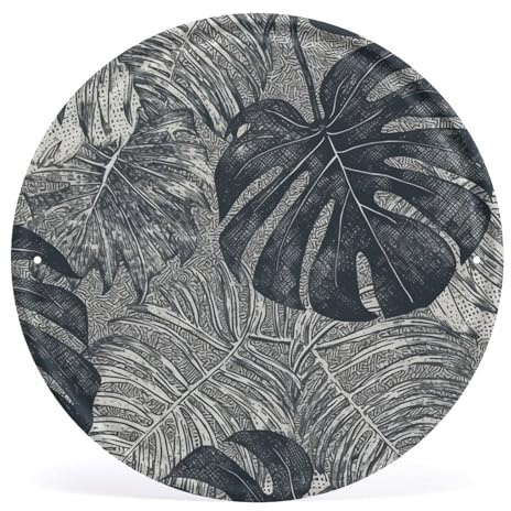 HETVBNS Monstera Wandbild, rund, Eisen, hängendes Bild, rundes Metall-Blechschild, Wandkunstdrucke, Wandbild, Fotorahmen für Schlafzimmer, Wohnzimmer, Badezimmer, Dekor