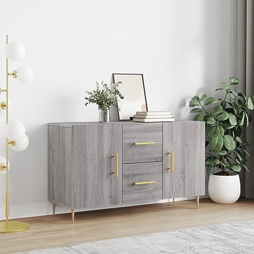 MOBCANT Sideboard, Storage Cabinet Barschrank Apothekerschrank Vitrinenschrank Geeignet für Schlafzimmer Küche Foyer Wohnbereich Grau Sonoma 100x36x60 cm Holzwerkstoff