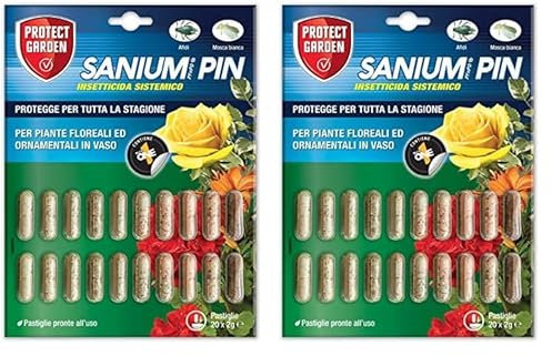 Protect Garden Sanium Pin PFnPO, Insetticida Sistemico in Pillole. Elimina Afidi e Mosca Bianca. Nutre e Protegge per Tutta La Stagione Grazie alla Formulazione Ricca di Concime NutriONE. 20 pin