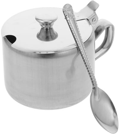 UTHCLO Contenitori per Spezie in Acciaio Inossidabile con Coperchio e Cucchiaio, Zuccheriera Multifunzione con Manico per Cucina Domestica e Ristoranti