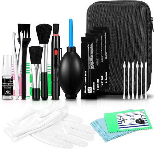 Camera Lens Cleaning Kit - Mirrorless and DSLR Camera Cleaning Kit, Including Lens Paper/Blower, Cotton swabs, dust Free Cloth, Lens Pen, Cleaning Brush