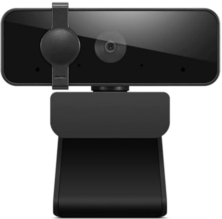 Lenovo 310 FHD Webcam, 1080p, FHD Resolution @30 FPS, Plug-and Play USB Connectivity, 1.8M Cable, 2 Integrated Microphones, External Privacy Shutter, Black