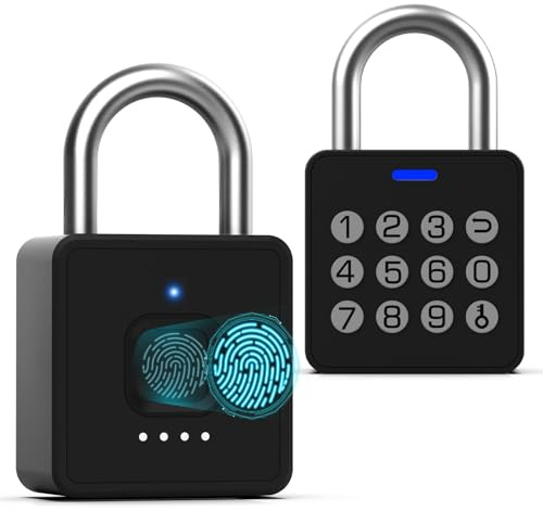 Anweller Lucchetto a combinazione con codice per impronte digitali, biometrico, senza chiave, impermeabile, per recinzioni, cancelli, capannoni, palestra, scuola, armadietti