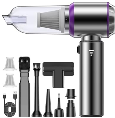 KITBEZN Aspirabriciole Senza Fili, 26KPa Aspirapolvere Auto Portatile, 3 Velocità Aspirapolvere Auto con Potente Aspirazione, Mini Aspirapolvere Ricaricabile per Auto, Casa, Ufficio (Viola)