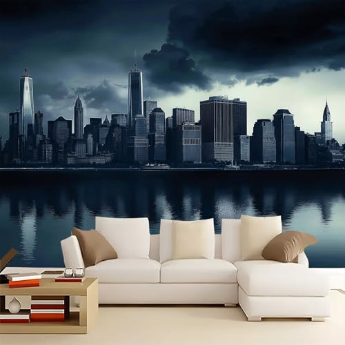 Fotomurales Ciudad de Nueva York gris 400x280 cm Papel Tapiz Fotográfico no tejido 3D Moderna Fondo De Pantalla Mural Decoración De Pared Sala Cuarto Oficina Salón