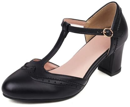 Pumps, scarpe da donna con piedi larghi, eleganti con tacco, scarpe da sposa, scarpe da ballo estive, comode da donna, con tacco alto, per costume tradizionale Dirndl 36-42, Nero , 41 EU