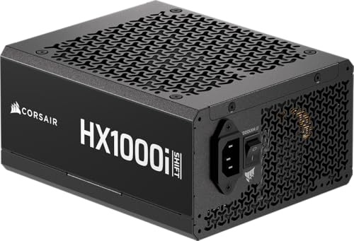 CORSAIR HX1000i Shift Fuente de Alimentación de Alto Rendimiento – iCUE Link System Hub Integrado, Cable Nativo 12V-2x6, ATX 3.1 & PCIe 5.1, Conectores Laterales, Cybenetics Platinum – Negro