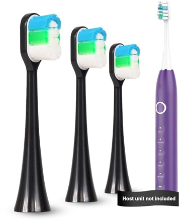 Lot de 3 têtes de rechange pour brosse à dents électrique YTEATH PRO Y08U - Poils doux et durables - Nettoyage en profondeur - Noir
