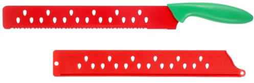 Luxshiny Cuchillo para Cortar Sandía de Acero Inoxidable, Mango Ergonómico, Hoja Dentada Grande para Frutas, Herramienta de Cocina para Melón y Pan, Adecuado para Uso Doméstico y