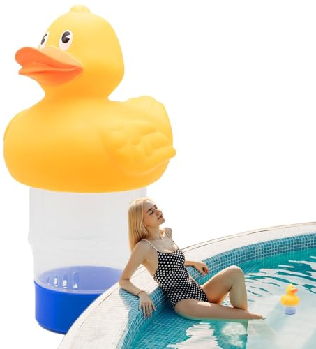 Cloro Flotador, Tableta de Cloro Flotante,Piscina Ajustable SPA Cloro Flotador | Soporte de tabletas, Recipiente de Forma de Pato de Gran Capacidad Grande y pequeño,