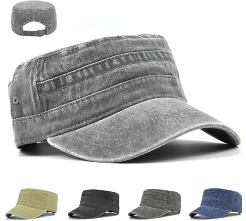 XingRuize Cappello Unisex in Stile Militare, Berretto Militare, Regolabile Cappello Visiera Piatta, Casuale Sport Vintage cap, Circonferenza della Testa 55-59cm