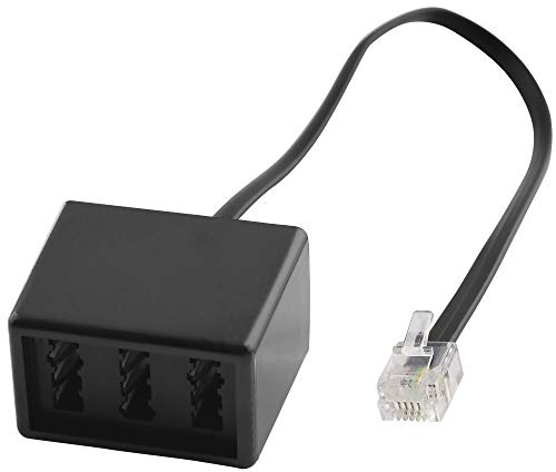 BestPlug 20cm Telefon Fax Kabel Adapter Verteiler Splitter Weiche Verbindungsstück, RJ11 Stecker auf 1 TAE-F Buchse und 2 TAE-N Buchse, Schwarz