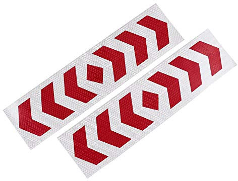 sourcing map Car SUV Kunststoff Reflektierende Warnschild Aufkleber Klebeband rot weiß 2Pcs de