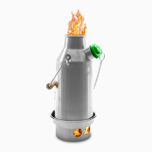 'Trekker' 0.6 liter Stainless Steel Kelly Kettle® | Boil Water | Cook Fast | Survive Outdoors | Simply Fuel with Wood | Works in Extreme Weather | For Camping, Picnics, Scouts, Power Outages