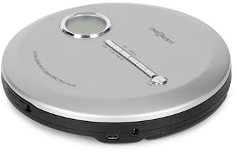 oneConcept CDC 100 MP3 Discman - Lettore CD Portatile, Sistema Anti-schock, MP3, LCD, ESP, Micro USB, 3 Modi di Riproduzione, CD, CD - R, CD - RW e MP3 - CD, Cuffie in-Ear, 2x1, 5V, Grigio