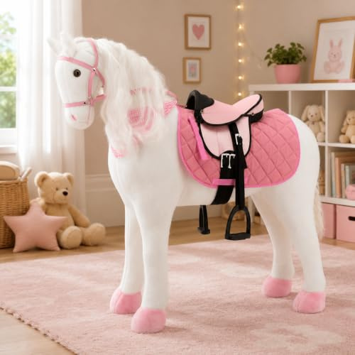 Sweety Toys 11063 Plüsch Pferd XXL Stehpferd Reitpferd 125 cm | robustes Pferd zum Reiten für Kinder