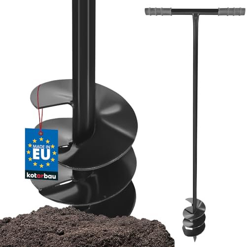 KOTARBAU® Ahoyadora Manual 140 mm, Taladro de Tierra Manual, Perforadora de Suelo con Mango en T Antideslizante, Barrena de jardín, Perforador de Mano, Broca Espiral de Tierra, Plantador Cavahoyos