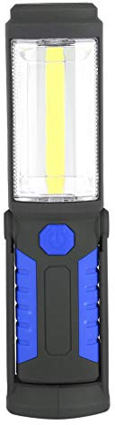 Baladeuse COB 2 en 1, Lampe de Travail LED Rechargeable 3W, Torche 2200mAh Avec Base Magnétique et Crochet Pour Ateliers Automobile Camping Bricolage (Bleu)