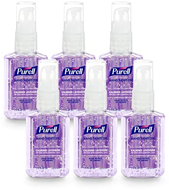 Purell Advanced Hand Sanitizer Gel Infused with Essential Oils, Calming Lavender, 2 fl oz Travel-Size Pump Bottle (Pack of 6), 3905-04-EC